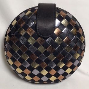 Vintage Black, Gold & Silver Weave Hard Shelled Mini Bag